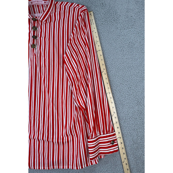 Unisex Red White Candy Cane Top Long Sleeve Button Cuff Handmade Long Sleeve - Picture 5 of 12